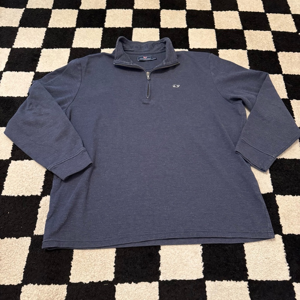 Vineyard Vines Saltwater Quarter‎ Zip Men's Navy Blue Sweater Size XL